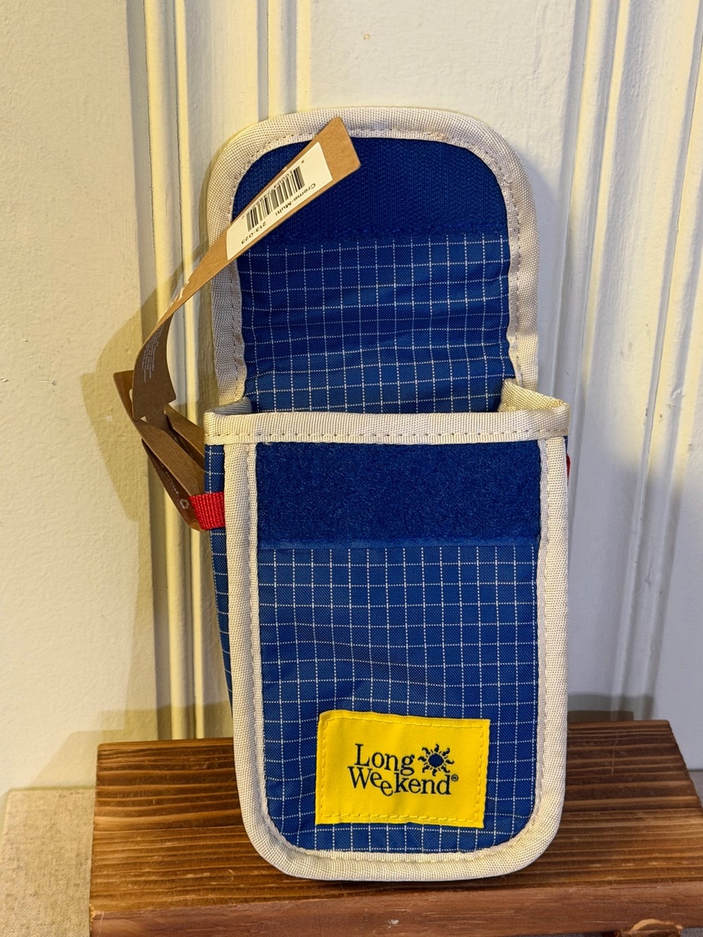 Long Weekend Camera Pouch Creme Multi Blue Grid Travel Case. NEW, no box - Picture 3 of 13